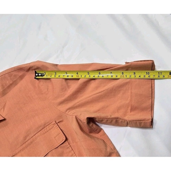 New York & Company (NY&C) Womens Size L Button Top Blouse Short Sleeve in Orange - Picture 11 of 12
